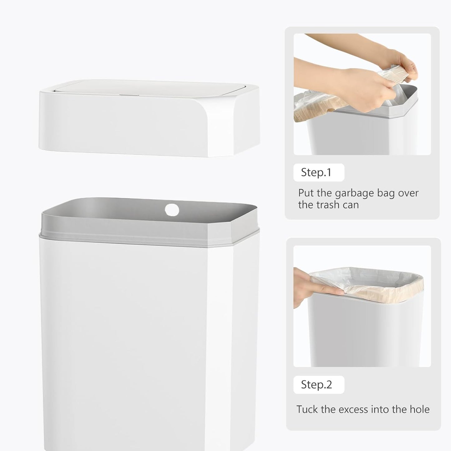 GALESENA Motion Sensor Trash Can With Lid 12L Automatic Small Slim Garbage Can Smart Trash Bin For Bathroom, Kitchen, Office, Bedroom, Living Room, Toilet,Trash containers for household use
