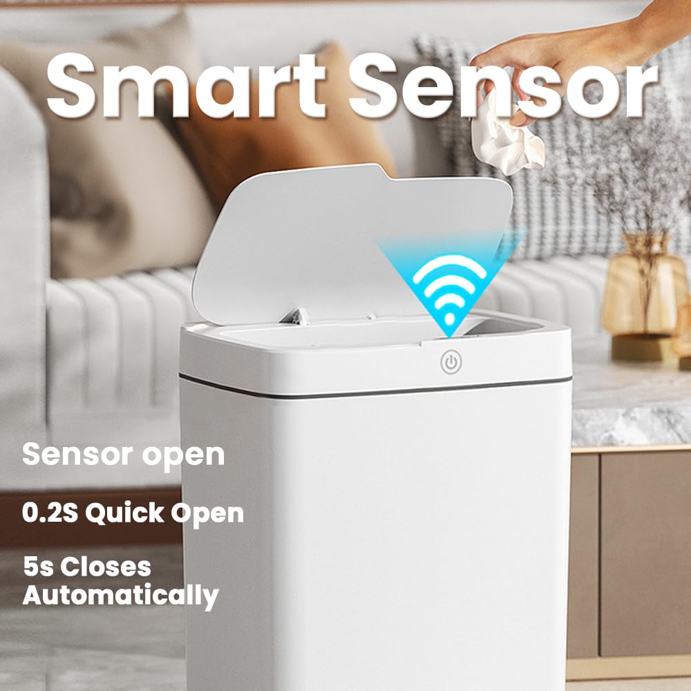 GALESENA Automatic Trash Can, Trash cans for household purposes,Smart Plastics Touchless Garbage Can, 4 Gallon Smart Trash Bin, Self Sealing Motion Sensor Bins For Kitchen, Office Toilet