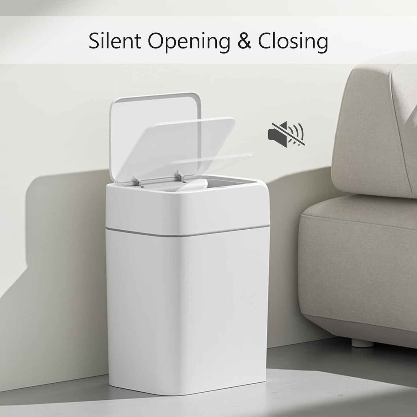 GALESENA Motion Sensor Trash Can With Lid 12L Automatic Small Slim Garbage Can Smart Trash Bin For Bathroom, Kitchen, Office, Bedroom, Living Room, Toilet,Trash containers for household use