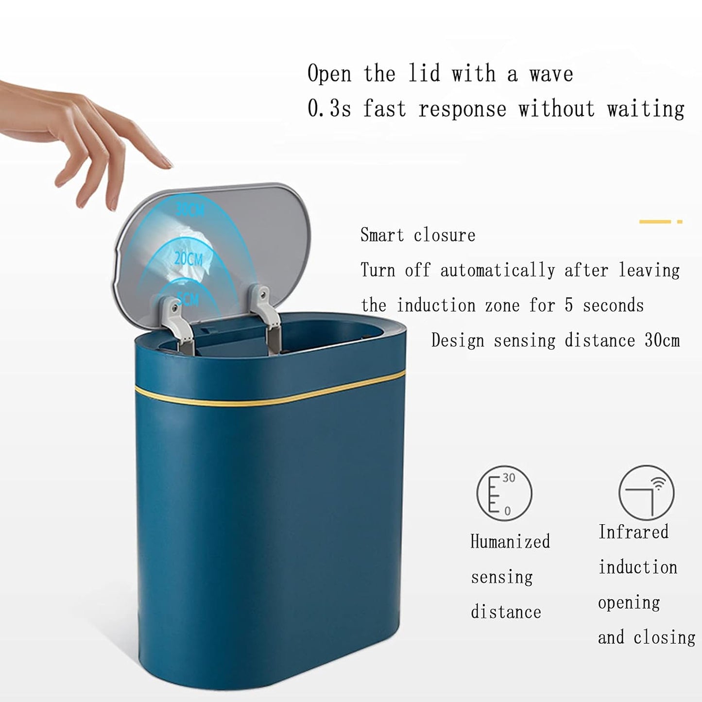 GALESENA Trash Can Smart Sensor 7L Trash Can Electronic Automatic Household Bathroom Toilet Narrow Seam Storage Bucket Smart Home Trash Bin Rubbish Can,Trash cans for household purposes