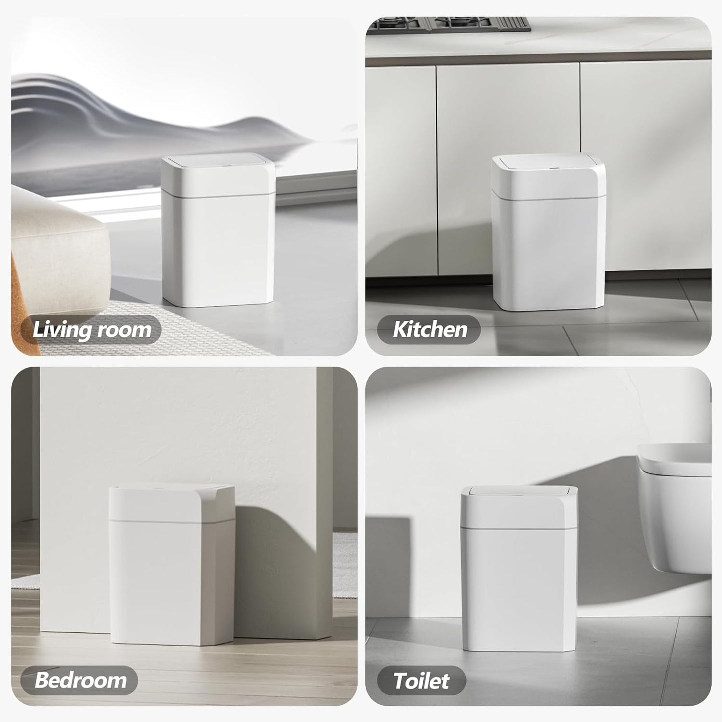 GALESENA Motion Sensor Trash Can With Lid 12L Automatic Small Slim Garbage Can Smart Trash Bin For Bathroom, Kitchen, Office, Bedroom, Living Room, Toilet,Trash containers for household use