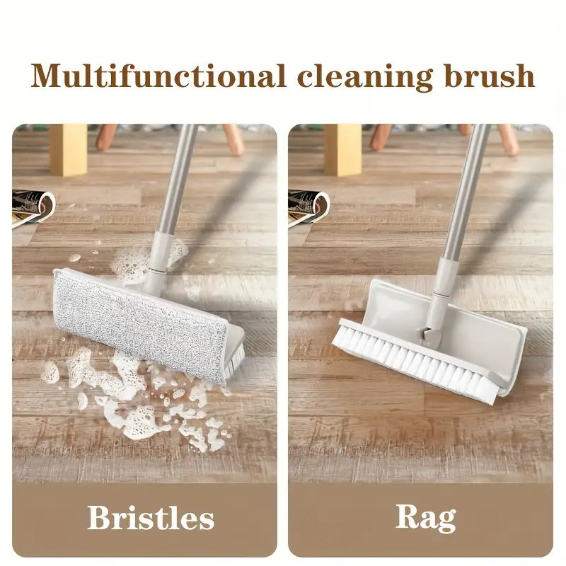 GALESENA 1PC retractable long handle 2-in-1 floor brush, mops, suitable for bathroom, deck, bathtub, tile, kitchen, swimming pool, patio, garage cleaning Steel Glass