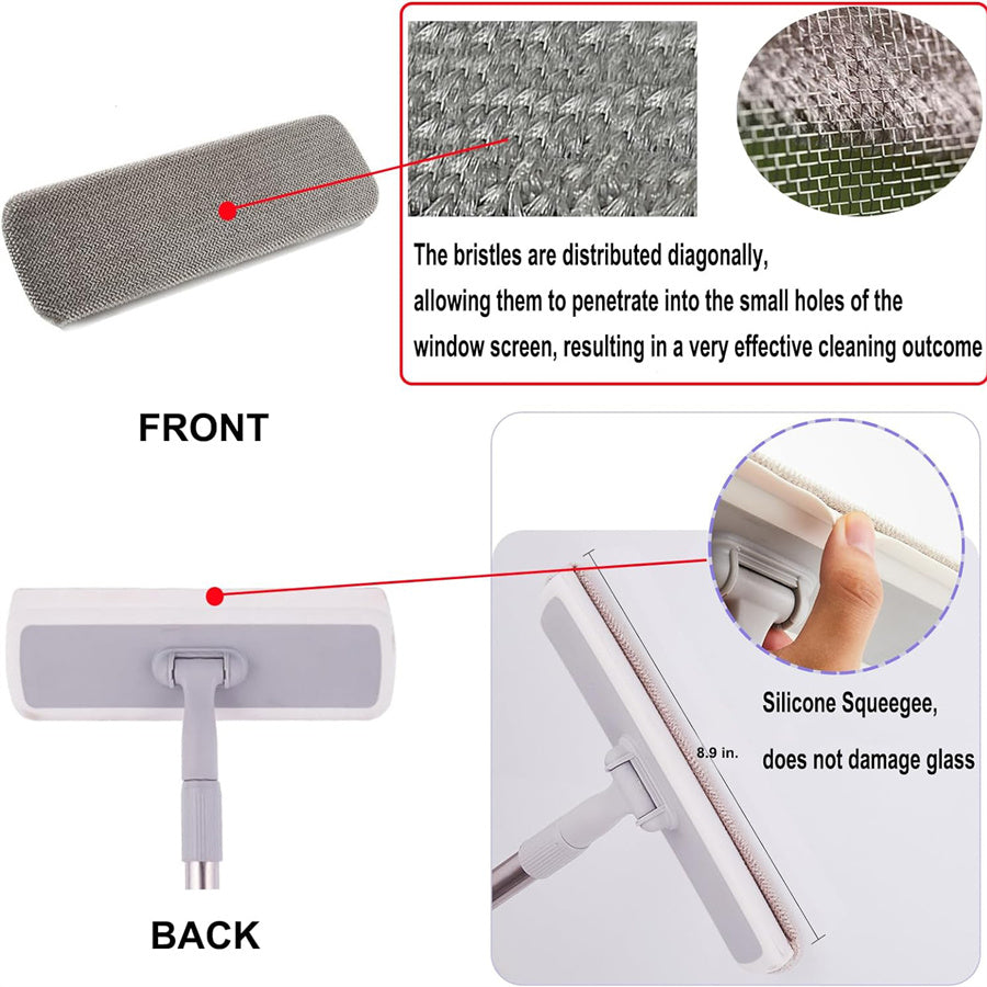 GALESENA 2-in-1 Window Screen Cleaning Brush, Double-Sided Mesh Cleaner Tool for Screens, Patio, Porch, Door and Window, Dry & Wet Use, Small Handheld Screen Brush for Dust and Grime (White & Gray)