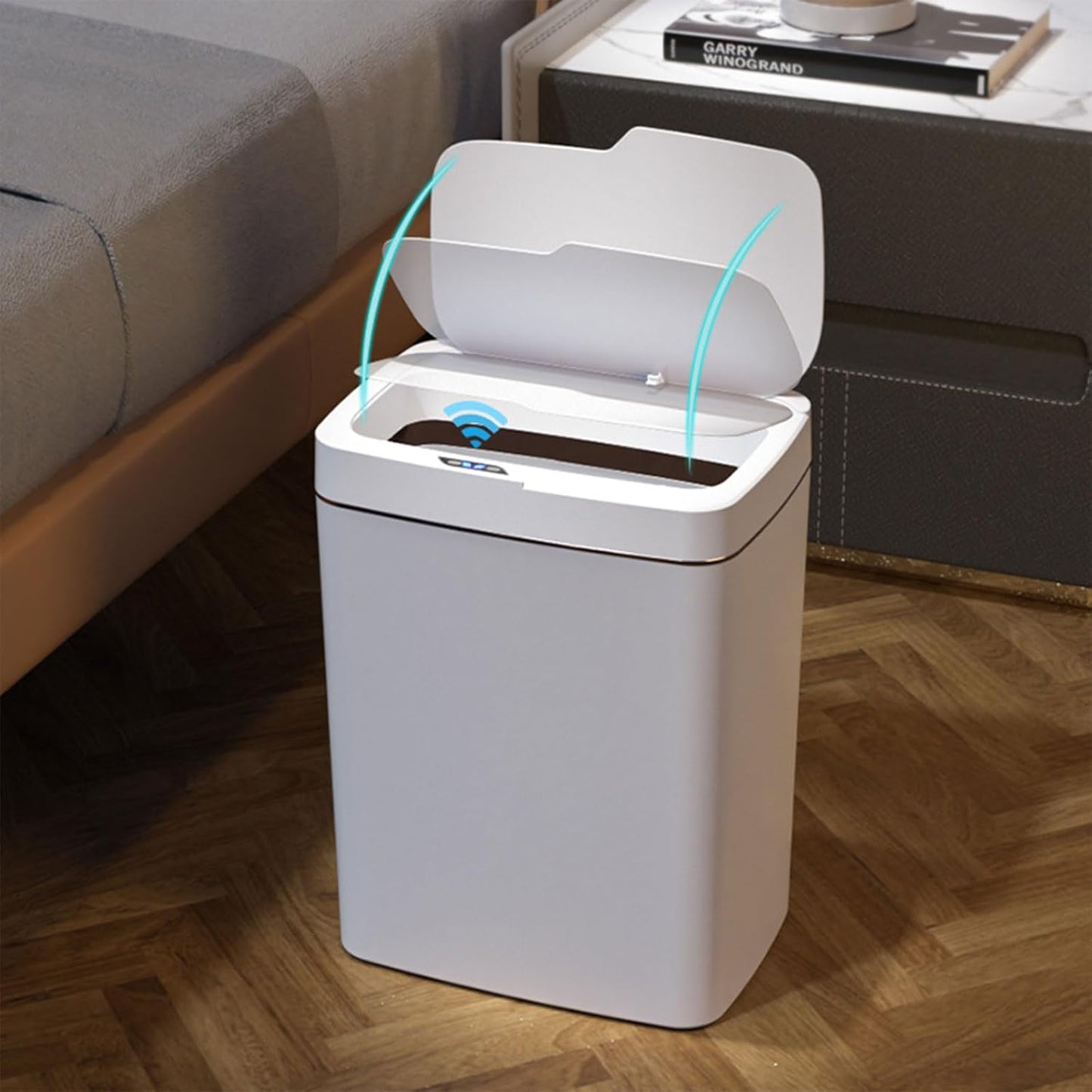 GALESENA Kitchen Trash Can With Lid, 4 Gallon Multipurpose Smart Trash Bin,Wastepaper baskets,Motion Sensor Trash Can For Home Office Bathroom, Slim Automatic Trash Can Touchless