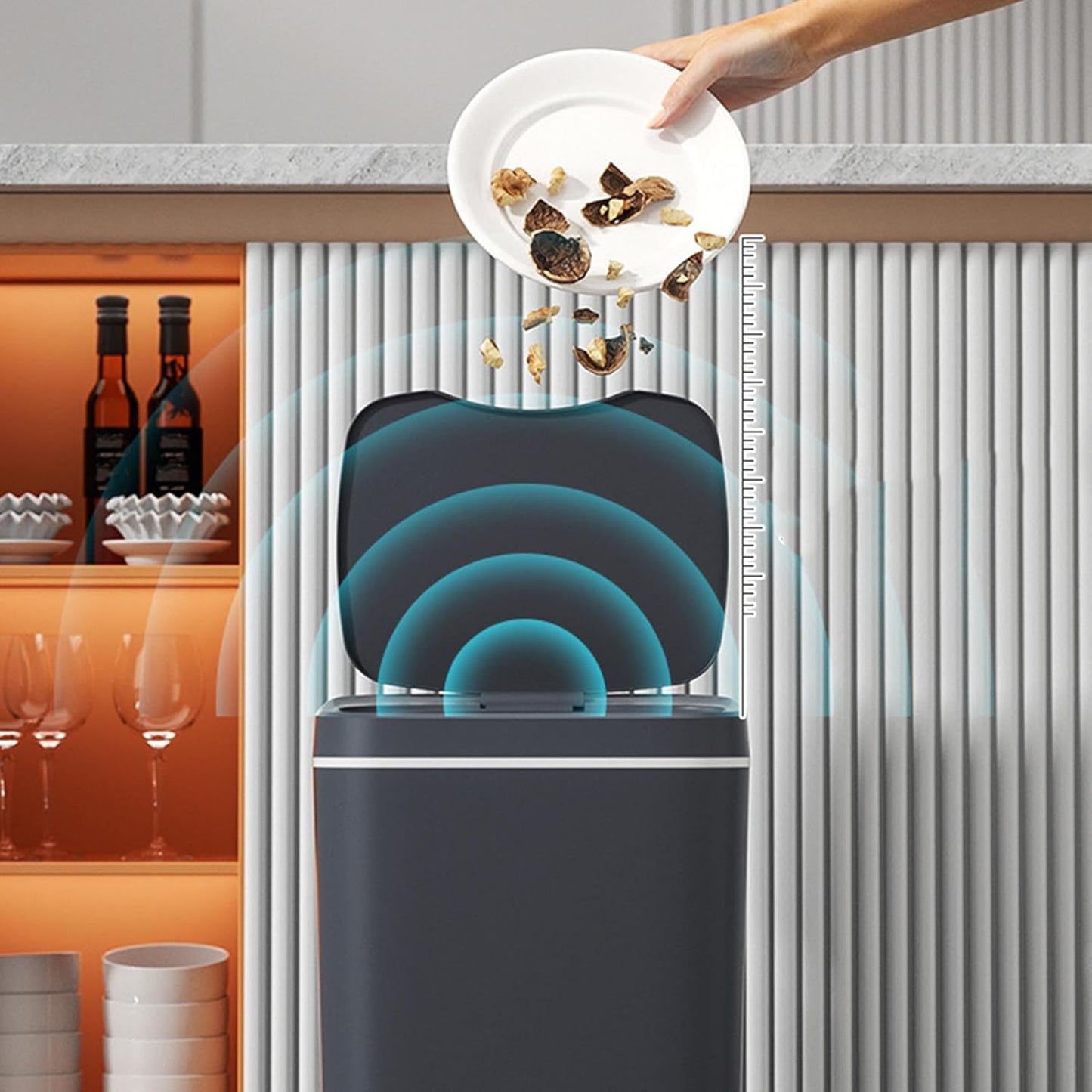 GALESENA Touchless Bin Trash Can Smart Sensor Waste Bin Electric Touchless Bin Automatic Mute With Cover For Kitchen Bedroom 12L,Trash cans for household purposes