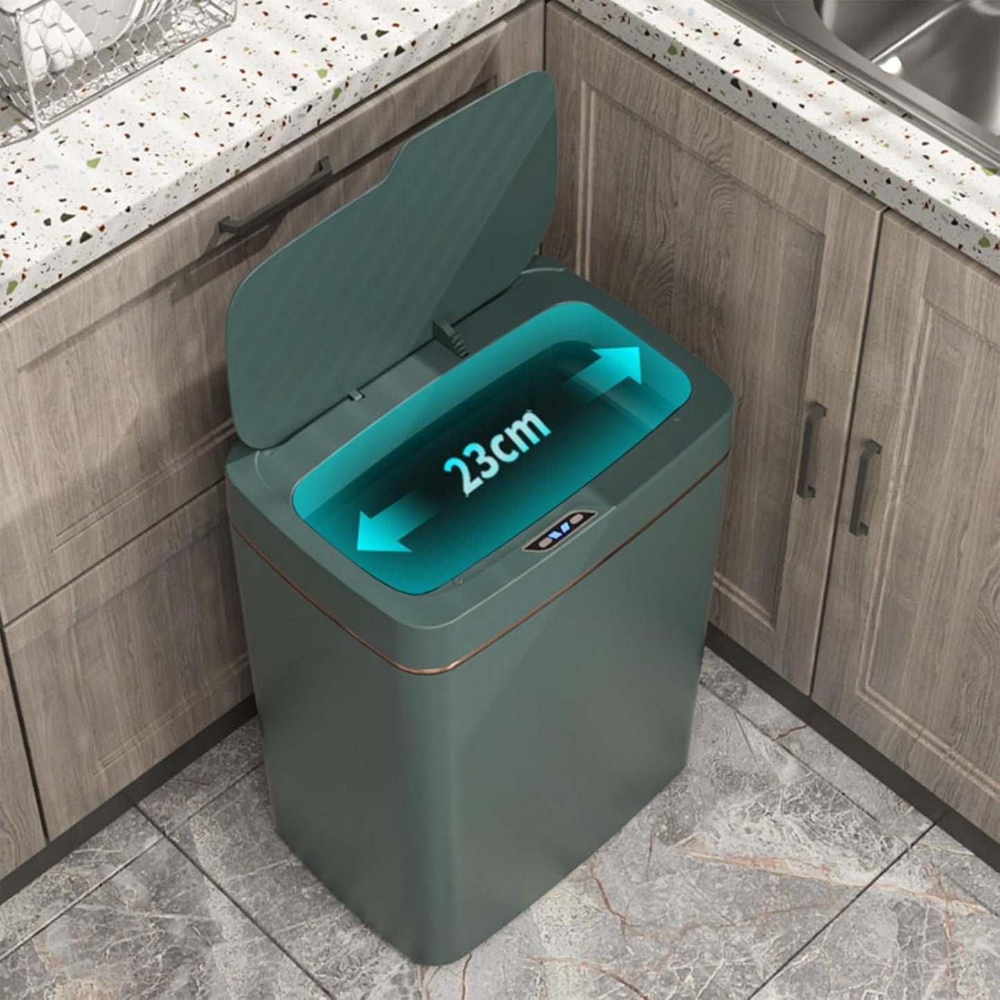 GALESENA Kitchen Trash Can With Lid, 4 Gallon Multipurpose Smart Trash Bin,Wastepaper baskets,Motion Sensor Trash Can For Home Office Bathroom, Slim Automatic Trash Can Touchless