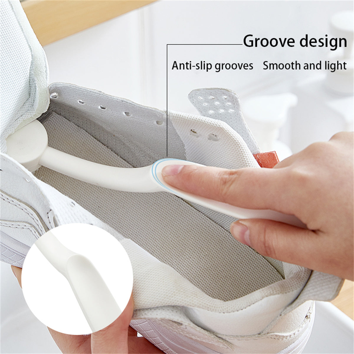 GALESENA 1PC white brush shoe with handle, cleaning brushes,multi-purpose, Brushes for washing up clothes, kitchen etc