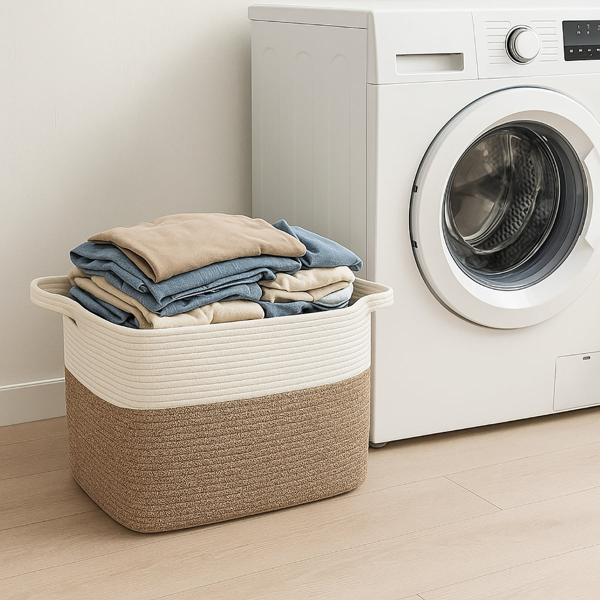 GALESENA 1PC large blanket basket, woven basket, laundry basket for storing rectangular dirty clothes basket for laundry, living room, bedroom rope storage basket for blankets
