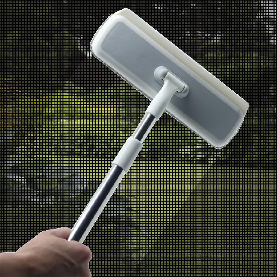 GALESENA 2-in-1 Window Screen Cleaning Brush, Double-Sided Mesh Cleaner Tool for Screens, Patio, Porch, Door and Window, Dry & Wet Use, Small Handheld Screen Brush for Dust and Grime (White & Gray)