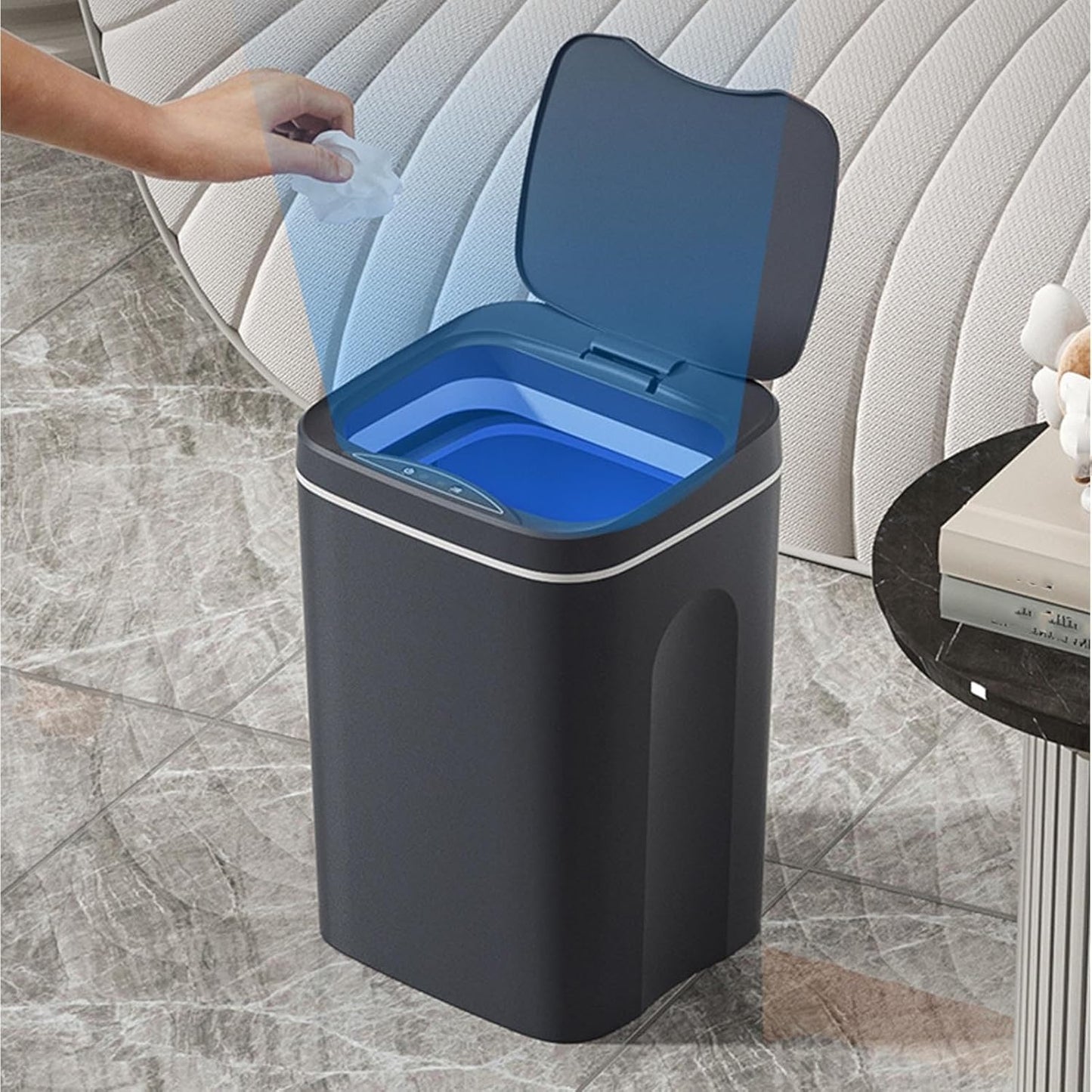 GALESENA Touchless Bin Trash Can Smart Sensor Waste Bin Electric Touchless Bin Automatic Mute With Cover For Kitchen Bedroom 12L,Trash cans for household purposes
