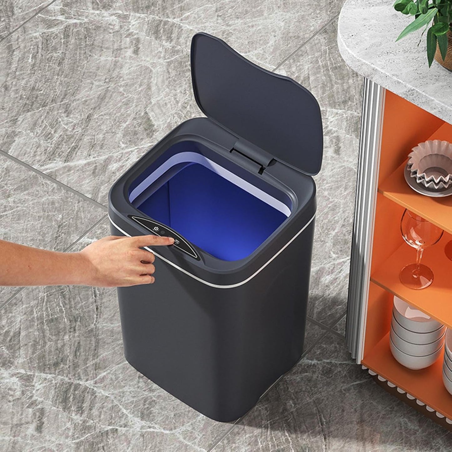 GALESENA Touchless Bin Trash Can Smart Sensor Waste Bin Electric Touchless Bin Automatic Mute With Cover For Kitchen Bedroom 12L,Trash cans for household purposes