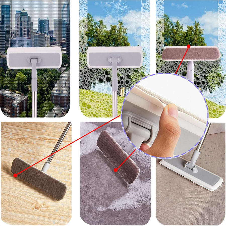 GALESENA 2-in-1 Window Screen Cleaning Brush, Double-Sided Mesh Cleaner Tool for Screens, Patio, Porch, Door and Window, Dry & Wet Use, Small Handheld Screen Brush for Dust and Grime (White & Gray)