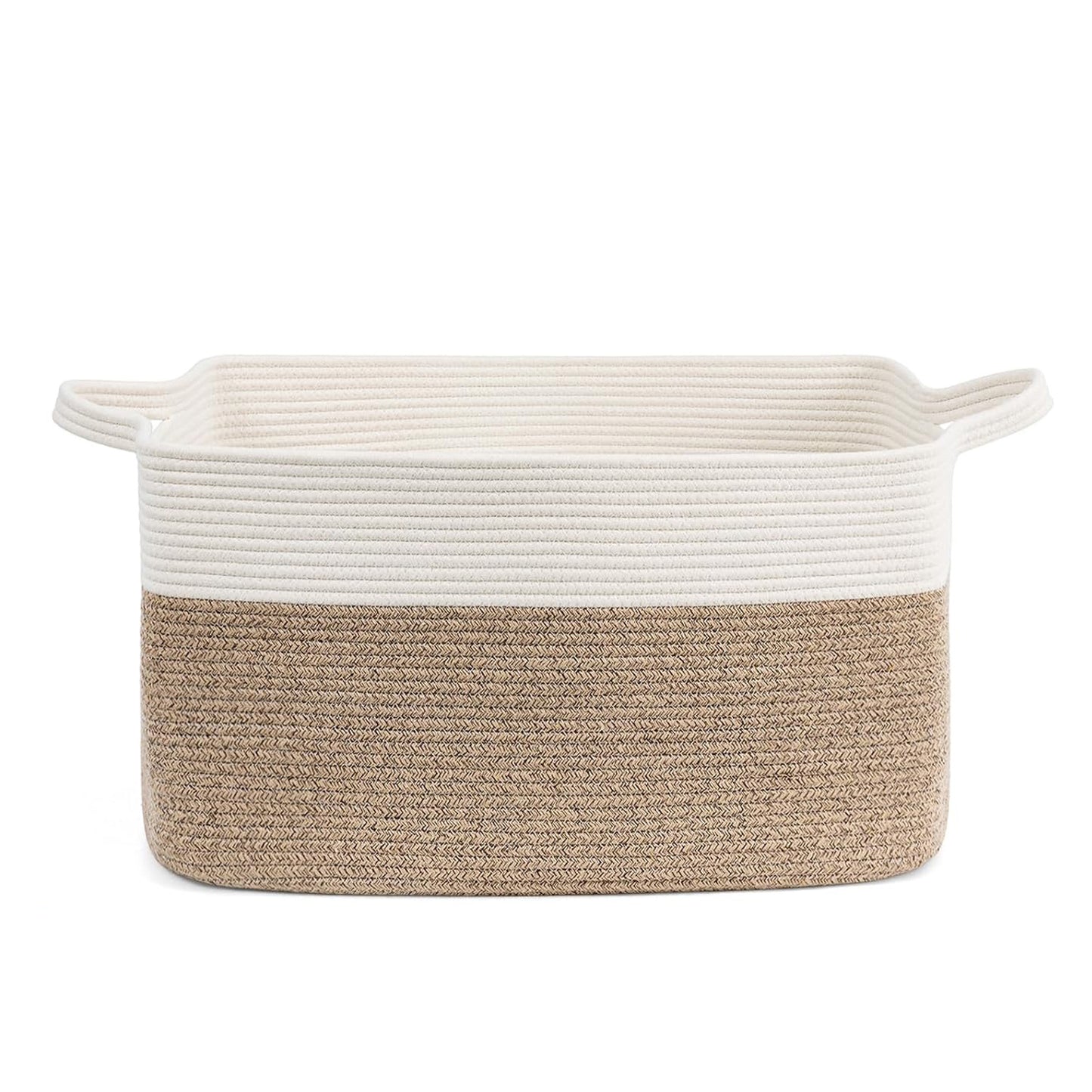 GALESENA 1PC large blanket basket, woven basket, laundry basket for storing rectangular dirty clothes basket for laundry, living room, bedroom rope storage basket for blankets