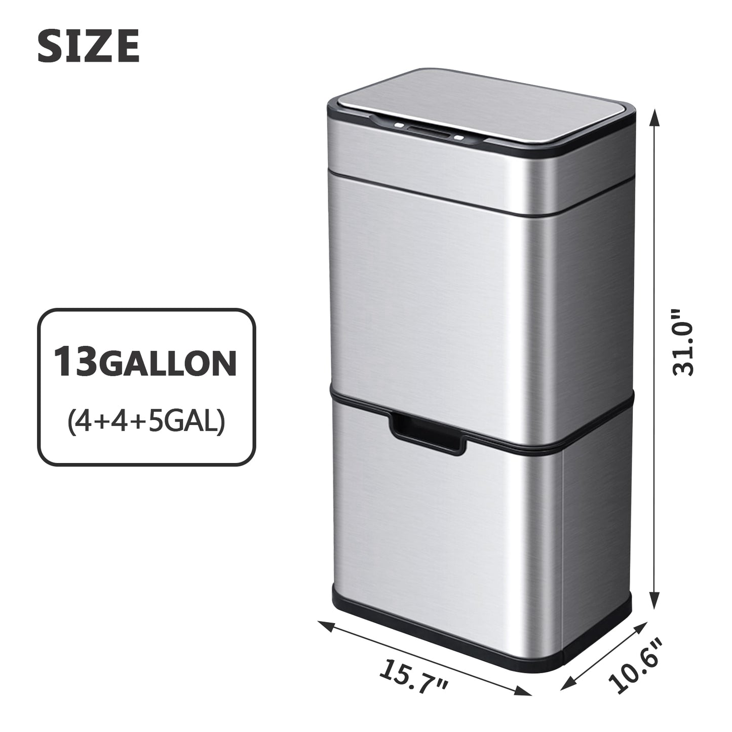 8892 Stainless Steel Induction Trash Bin