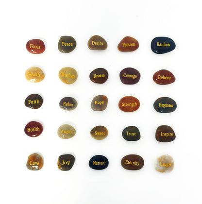 Galesena Engraved Stones Set - 25 Pcs Inspirational Gift