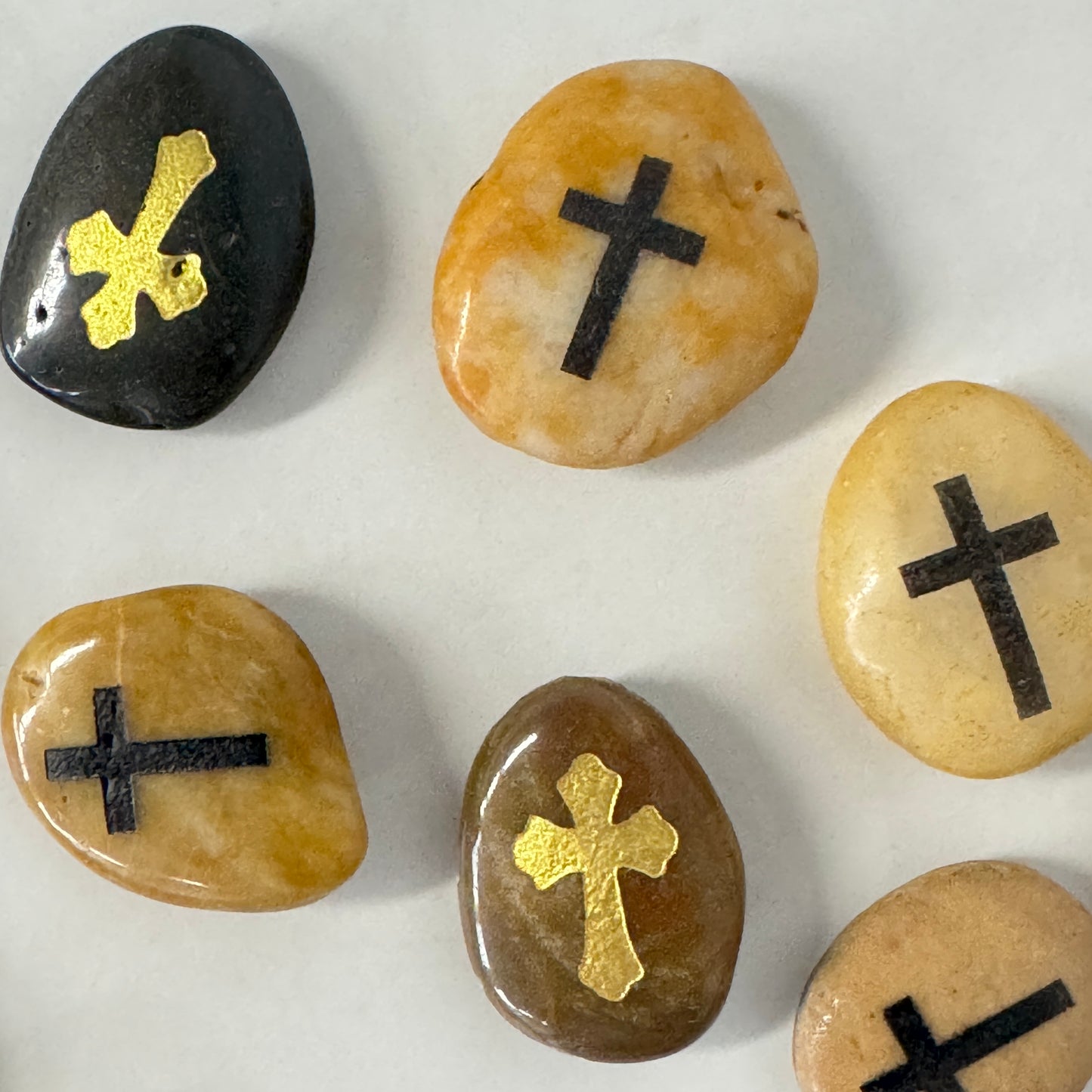 GALESENA Cross engraved artificial stones for baptism, christening, holy communion