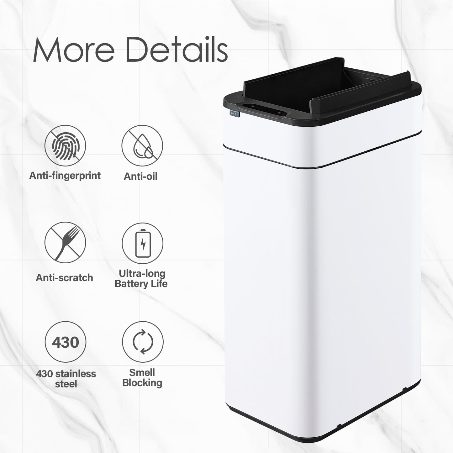 7535 Stainless Steel Induction Trash Bin