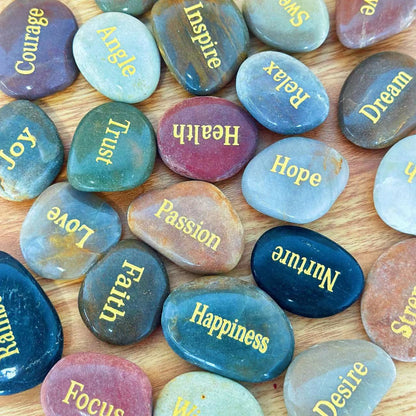 Galesena Engraved Stones Set - 25 Pcs Inspirational Gift