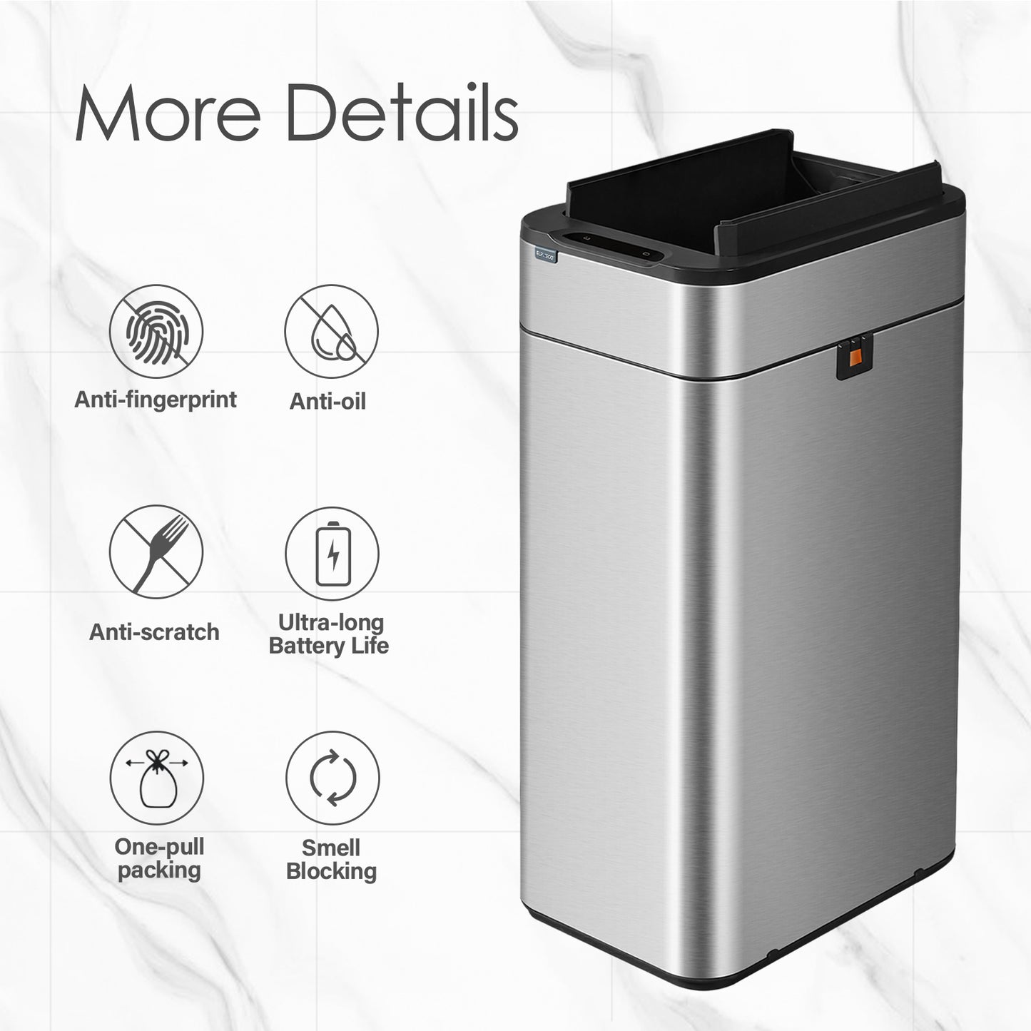 7535 Stainless Steel Induction Trash Bin