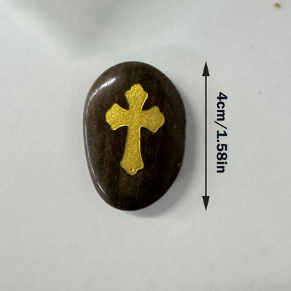 GALESENA Cross engraved artificial stones for baptism, christening, holy communion