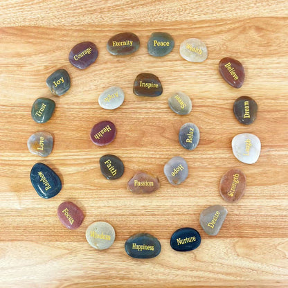 Galesena Engraved Stones Set - 25 Pcs Inspirational Gift