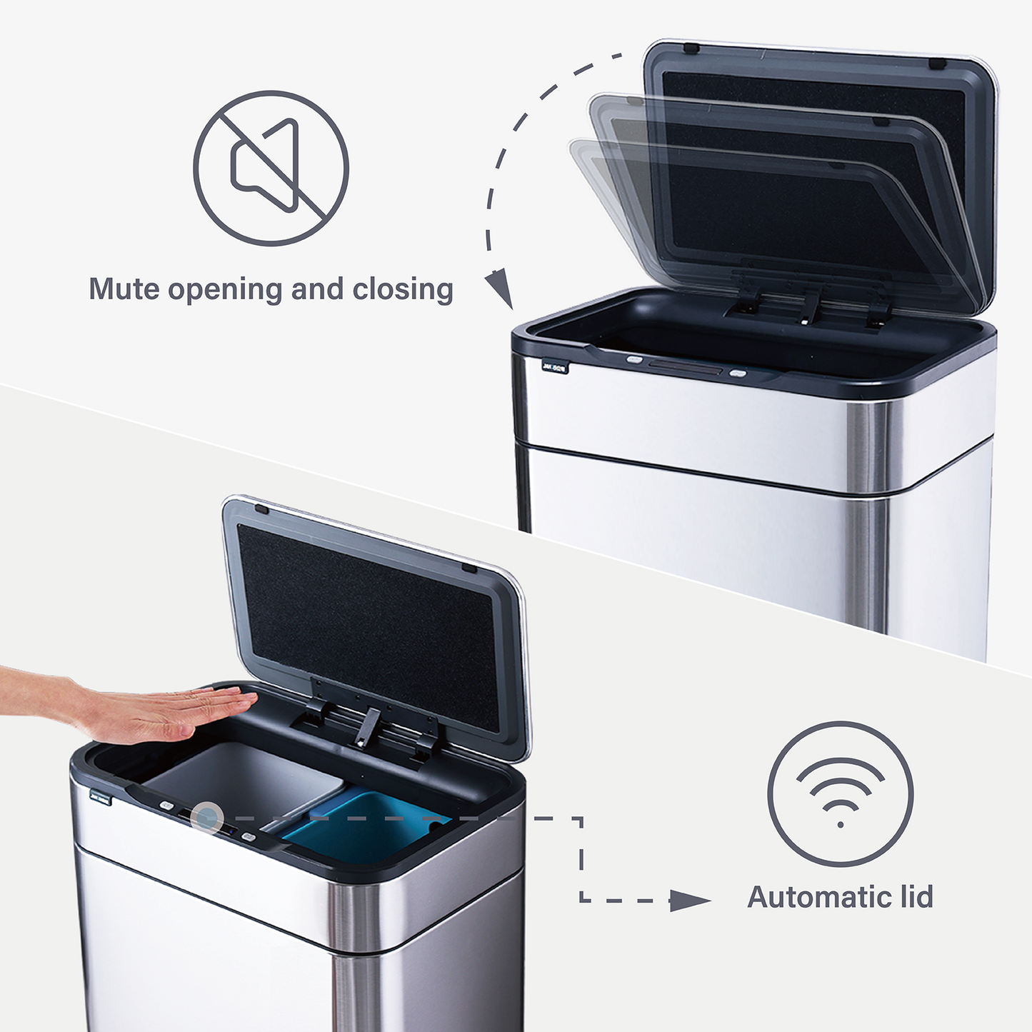 8892 Stainless Steel Induction Trash Bin