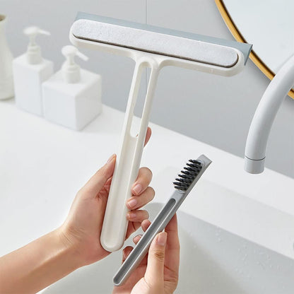 GALESENA 4-in-1 Multi-Purpose Cleaning Tool,Cleaning Brushes : Squeegee, Sponge, Brush & Spatula for Windows, Shower Doors, Smooth Surfaces