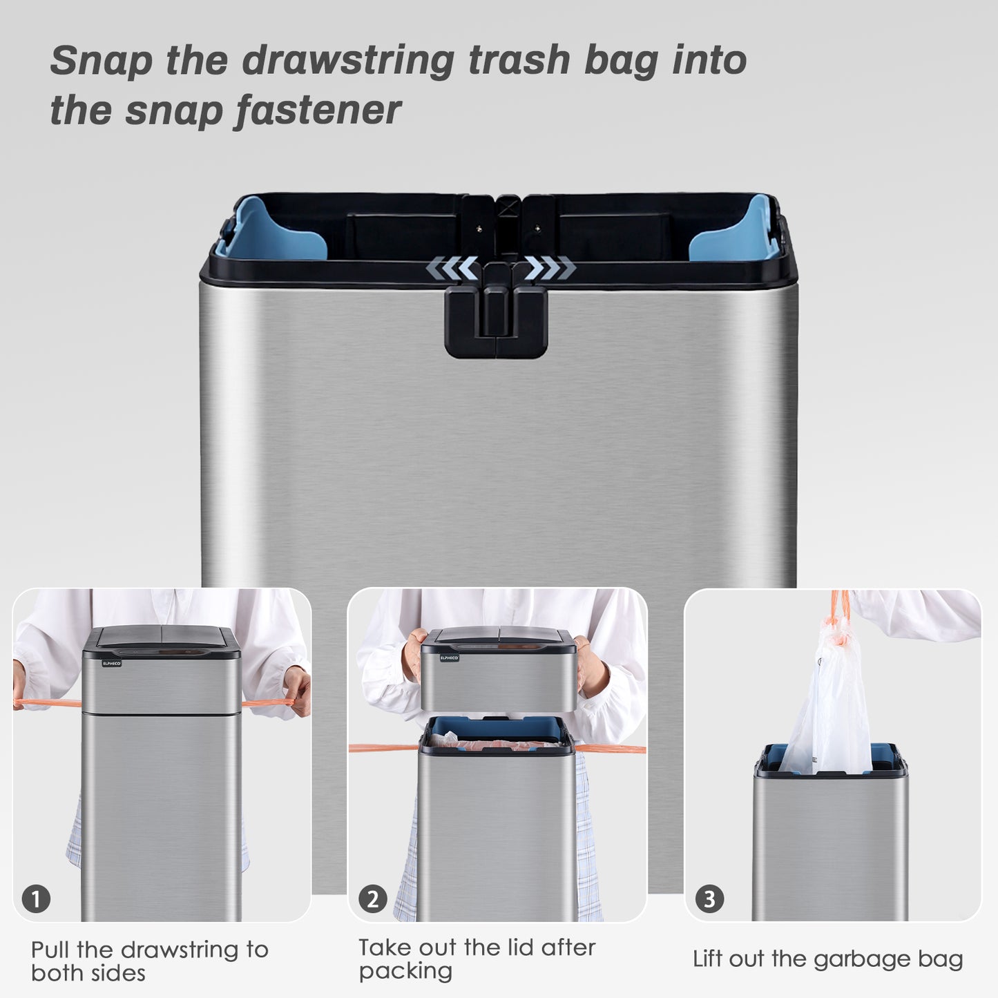 7535 Stainless Steel Induction Trash Bin