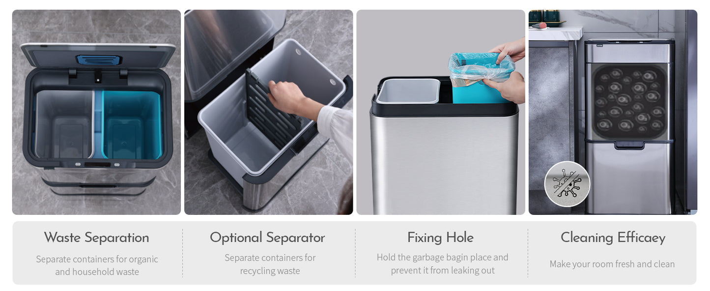 8892 Stainless Steel Induction Trash Bin