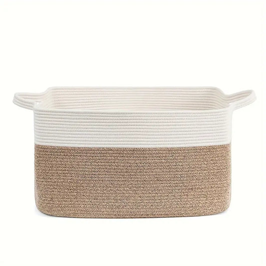 GALESENA 1PC large blanket basket, woven basket, laundry basket for storing rectangular dirty clothes basket for laundry, living room, bedroom rope storage basket for blankets