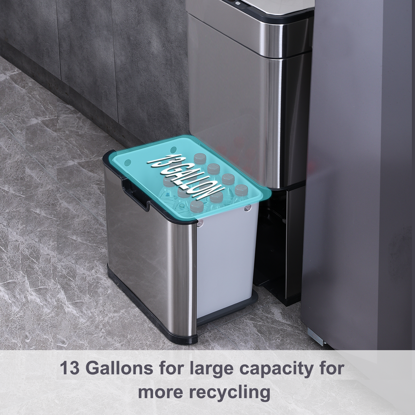 8892 Stainless Steel Induction Trash Bin