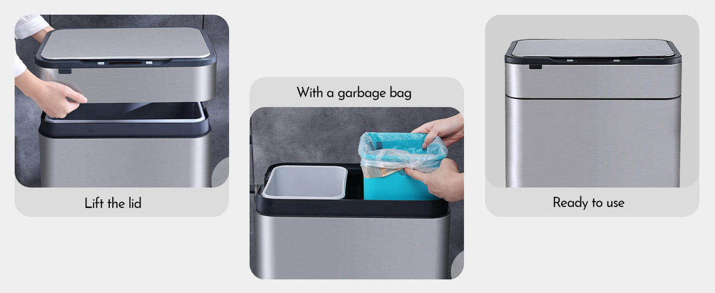 8892 Stainless Steel Induction Trash Bin