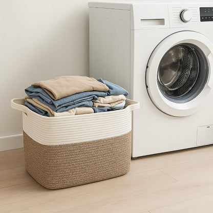 GALESENA 1PC large blanket basket, woven basket, laundry basket for storing rectangular dirty clothes basket for laundry, living room, bedroom rope storage basket for blankets