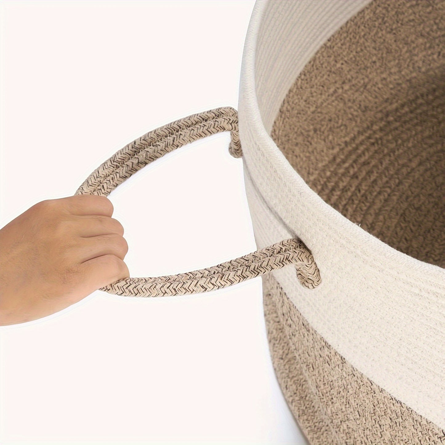 GALESENA 1PC blanket basket, laundry basket, living room blanket storage, doll storage basket with handle, large cotton rope basket, blanket laundry basket, clothes, pillows